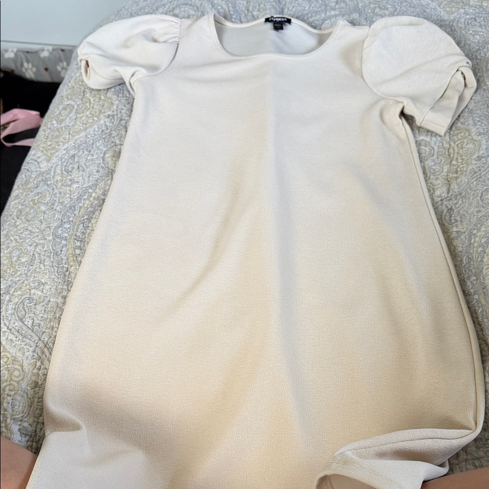 Express Cream Puff Sleeve Midi Dress